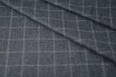 ткань костюмно-плательная шерсть (фланель) костюмно-плательная шерсть в клетку синяя Италия