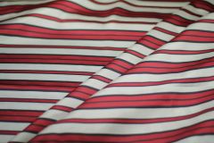 ткань атлас с эластаном в красную полоску атлас шелк в полоску белая Италия
