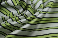 ткань шелковый атлас с зеленой полосой атлас шелк в полоску белая Италия