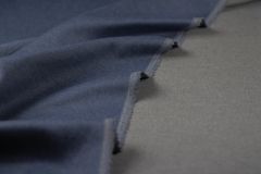 ткань двуслойный, двухсторонний кашемир серо-синего цвета пальтовые кашемир однотонная синяя Италия