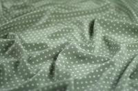 ткань шелковый крепдешин зеленого цвета в горошек