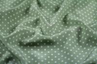 ткань шелковый крепдешин зеленого цвета в горошек