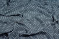 ткань шелковый крепдешин темно-синего цвета в горошек