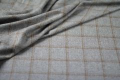 ткань серая шерсть в клетку от Лоро Пиана костюмно-плательная шерсть в клетку серая Италия