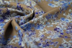 ткань креповая дабл шерсть с цветами костюмно-плательная шерсть цветы бежевая Италия