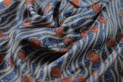 ткань твил с мелкими цветочками (в 2х кусках 5.7м и 2.65м) твил шелк цветы синяя Италия