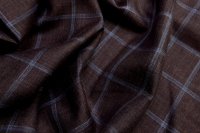 ткань костюмно-плательная серо-коричневая смесовая шерсть в клетку