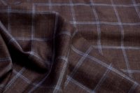 ткань костюмно-плательная серо-коричневая смесовая шерсть в клетку