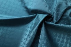 ткань темно-бирюзовая плащевка с жаккардовым рисунком плащевка полиэстер однотонная синяя Италия