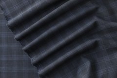 ткань синяя шерсть в неяркую клетку костюмно-плательная шерсть в клетку серая Италия