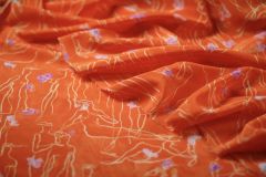 ткань оранжевый крепдешин с рисунком крепдешин шелк иные оранжевая Италия
