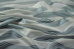 ткань белый шелк в полоску цвета морской волны жаккард шелк в полоску белая Италия