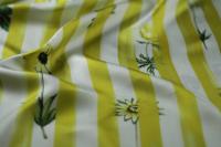 ткань шелковый твил в желтую полоску с цветами