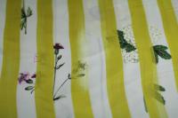 ткань шелковый твил в желтую полоску с цветами