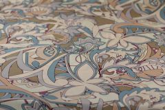 ткань шелковый сатин с эластаном сатин шелк цветы бежевая Италия