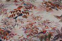 ткань шелковый крепдешин с цветами и птицами