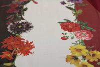 ткань шёлковый шифон  в полоску с цветами