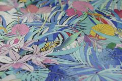 ткань шелковый трикотаж в пастельной гамме трикотаж шелк цветы голубая Италия