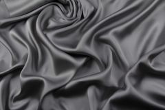 ткань двусторонний шелковый сатин стального цвета сатин шелк однотонная серая Италия