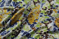 ткань атлас из хлопка с шелком (желто-сине - зеленые цветы) атлас шелк иные разноцветная Италия