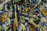 ткань атлас из хлопка с шелком (желто-сине - зеленые цветы)