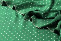 ткань зеленый шелк в белый горошек