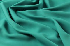 ткань креп из шерсти с шелком бирюзового цвета кади шерсть однотонная голубая Италия