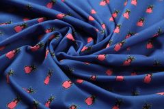 ткань ярко-синий трикотаж пике с ананасами трикотаж хлопок иные синяя Италия