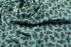 ткань крепдешин с цветами на мятном фоне крепдешин шелк цветы голубая Италия