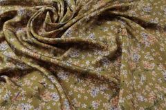 ткань шелковый твил  в мелкий цветочек (в 2х кусках: 3.55 и 2.45м) твил шелк цветы разноцветная Италия
