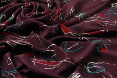 ткань бордовый крепдешин с абстрактным рисунком крепдешин шелк иные бордовая Италия