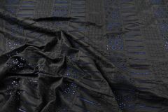 ткань шитье черного цвета с цветами и полосками шитье хлопок цветы черная Италия