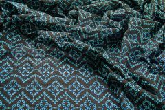ткань шитье черного цвета с бирюзовыми цветами (Loewe) Италия