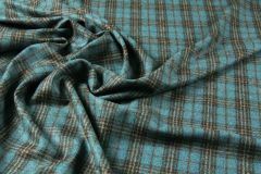 ткань костюмно-плательная шерсть в голубую клетку Италия