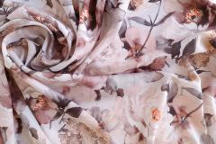 ткань шелковый крепдешин с эластаном крепдешин шелк цветы разноцветная Италия