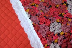 ткань стеганая плащевка красная с цветами стеганая ткань полиэстер цветы красная Италия