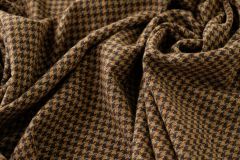 ткань коричневая шерсть в мелкую гусиную лапку костюмно-плательная шерсть иные коричневая Италия