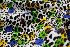 ткань хлопок разноцветный  с леопардом костюмно-плательная хлопок леопард разноцветная Италия