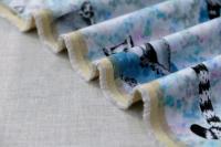 ткань голубой трикотаж с лемурами
