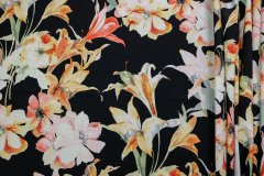 ткань джинсовая ткань с цветами на черном фоне джинсовая ткань хлопок цветы разноцветная Италия