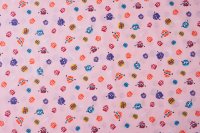 ткань хлопковый поплин розовый с разноцветным горошком