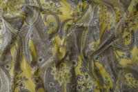 ткань желтый батист с цветочным принтом