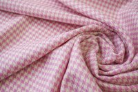 ткань шерсть бело-розовая в гусиную лапку