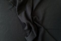 ткань черная шерсть в рубчик костюмно-плательная шерсть однотонная черная Италия