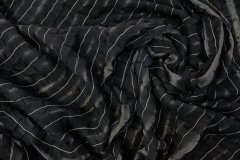 ткань черный фантазийный шелк в полоску Италия