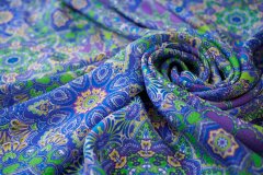 ткань жаккардовый шелк с  разноцветными цветами жаккард шелк цветы разноцветная Италия