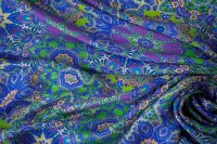 ткань жаккардовый шелк с  разноцветными цветами