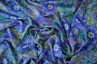 ткань жаккардовый шелк с  разноцветными цветами