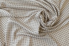 ткань молочный шелк в черный горошек костюмно-плательная шелк в горошек белая Италия
