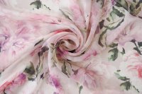 ткань креповый шелк с розовыми пионами
